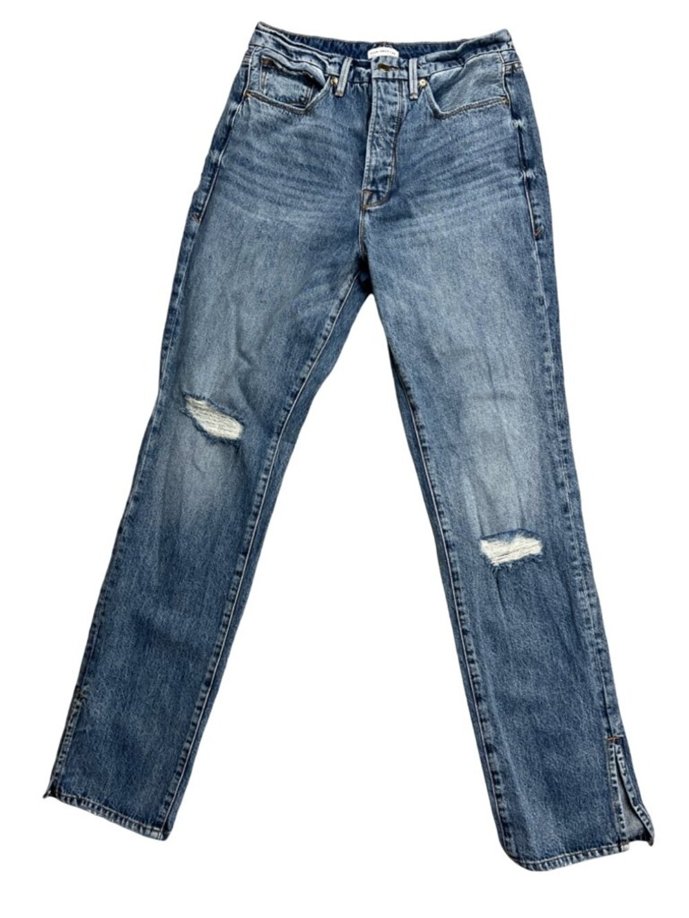 Good American Women's Good Boy Boyfriend High Rise Jeans Distressed Size 6/28